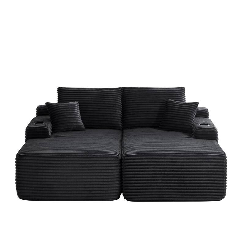 Oversized Boneless Double Chaise Lounge, Sectional Deep Seat Cloud Couch, Oversized Compressed Loveseat Sleeper Sofa