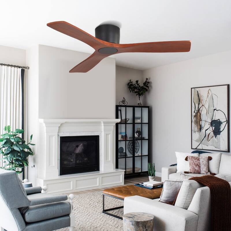 48Inch 3Blade Dc Motor Indoor Flush Mount Ceiling Fan With Remote