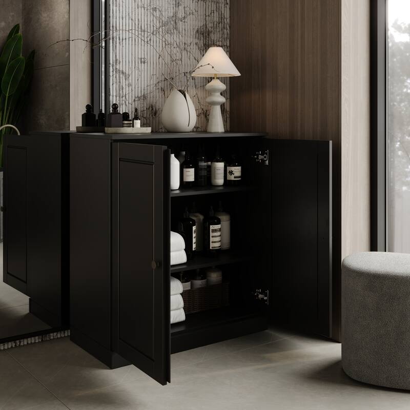 Palace Imports 100% Solid Wood 32" Bathroom Cabinet with Solid Doors and Adjustable Shelves