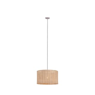 Innovations Lighting Weft - 1 Light 20" Cord Hung Pendant - Black Finish - Natural Shade