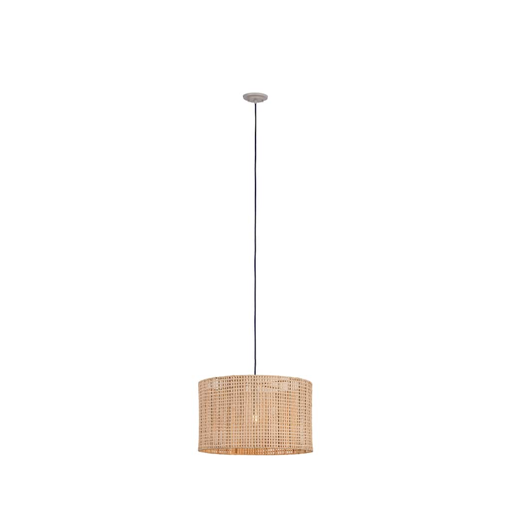 Innovations Lighting Weft - 1 Light 20" Cord Hung Pendant - Black Finish - Natural Shade