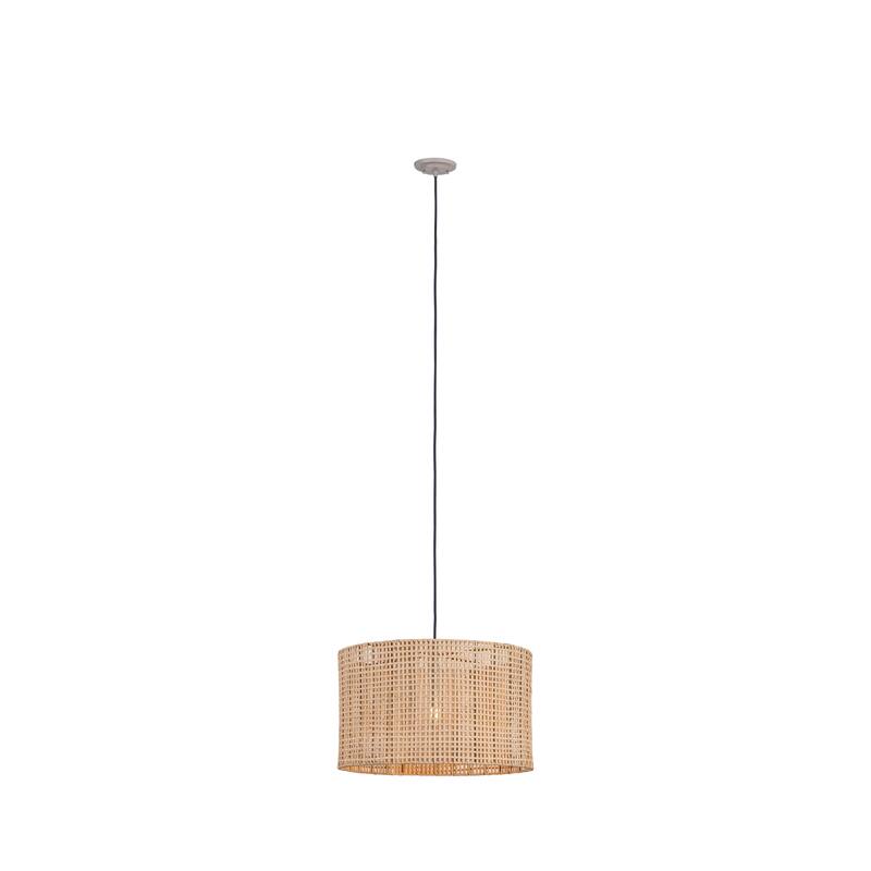 Innovations Lighting Weft - 1 Light 20" Cord Hung Pendant - Black Finish - Natural Shade - Black