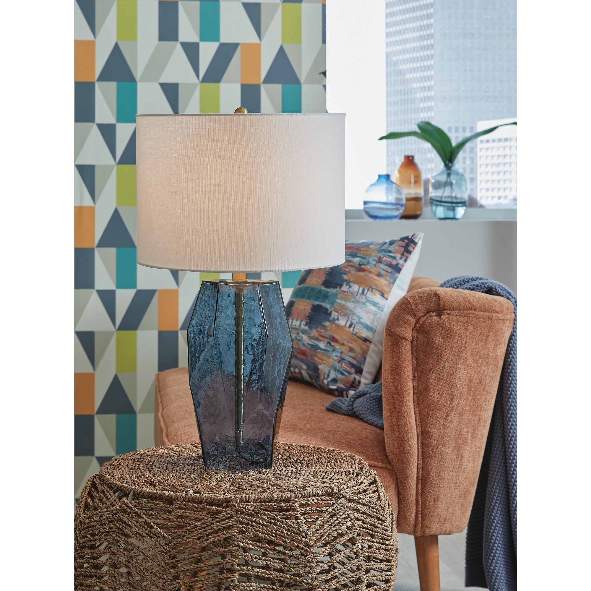 Signature Design by Ashley Tallow Blue Table Lamp - 14" W x 14" D x 23.75" H