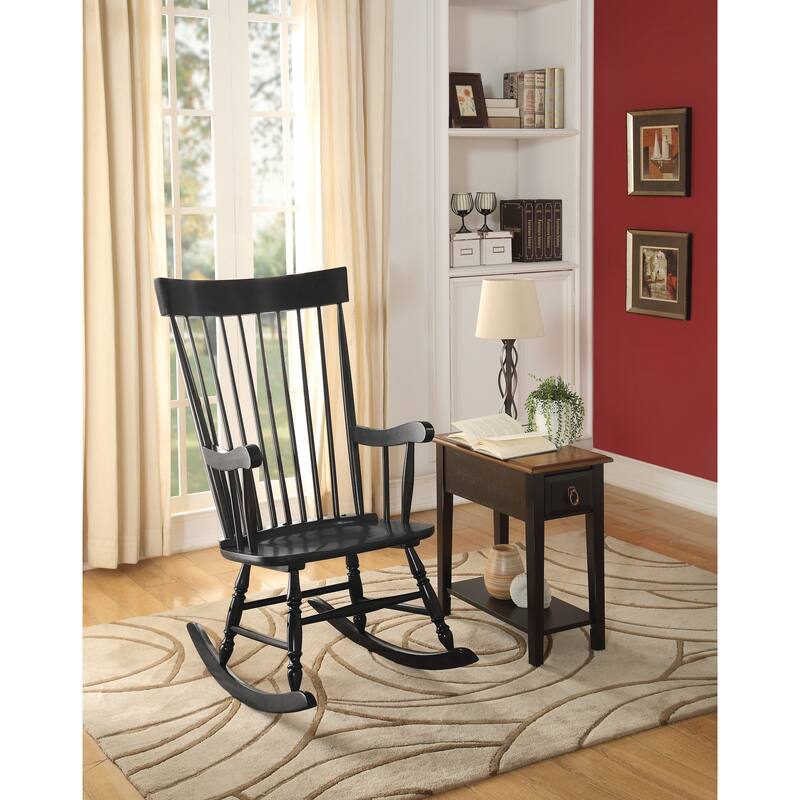 Black Finish Rocking Chair Constructed of solid hardwood,Beautifully designed with wide seat and armrest