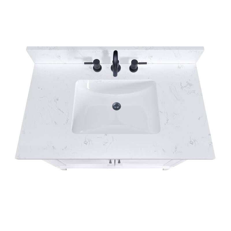 Madison 36 in. Single Sink Bathroom Vanity with Engineered Stone Top - 37" x 22"D x 35"H