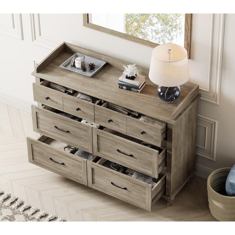 Mid Century Dresser with 5/6 Drawers, Wooden Kids Dresser for Bedroom