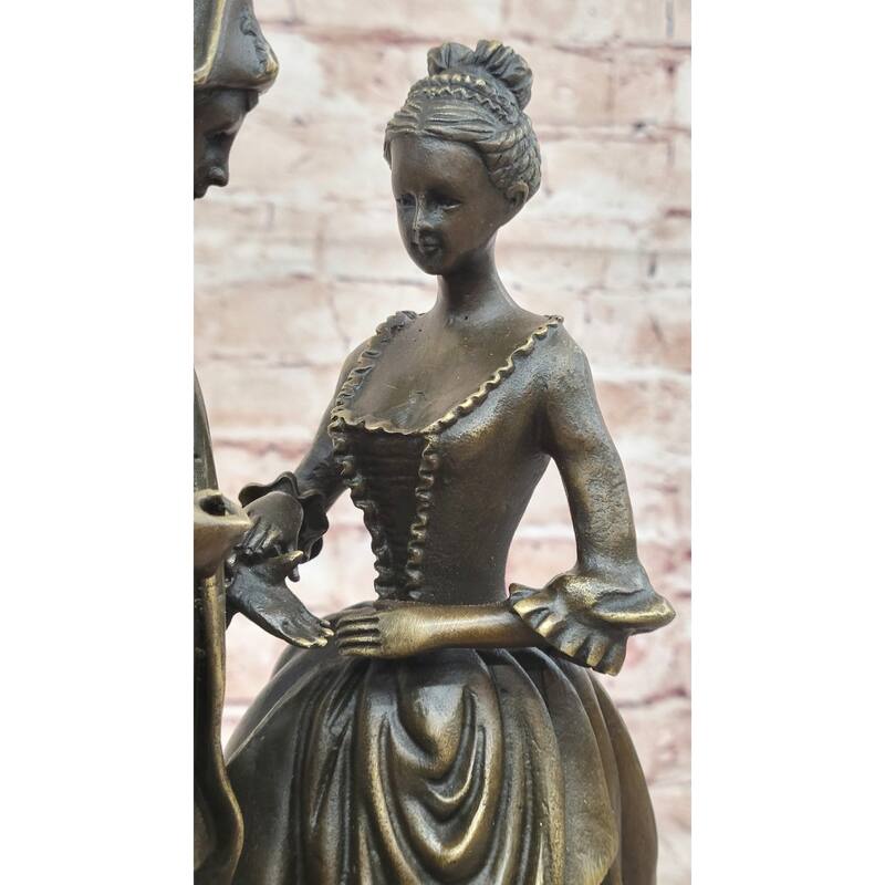 Romantic Scene Between British Officer Lord Lady - Bronze Sculpture Romantic Decor
