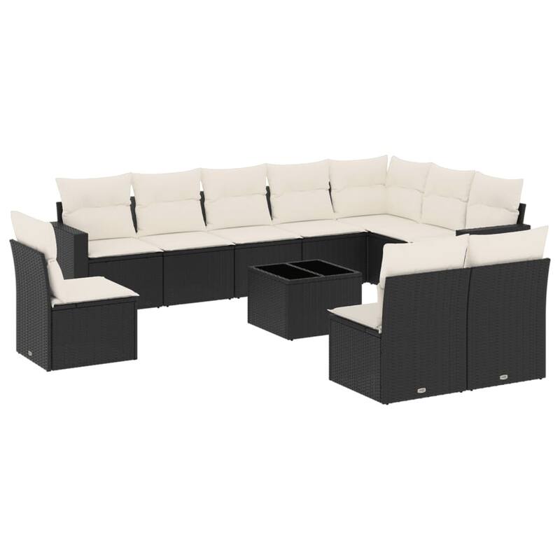 vidaXL Garden Sofa Set Black PE Rattan Large Modular Garden Sofa Set