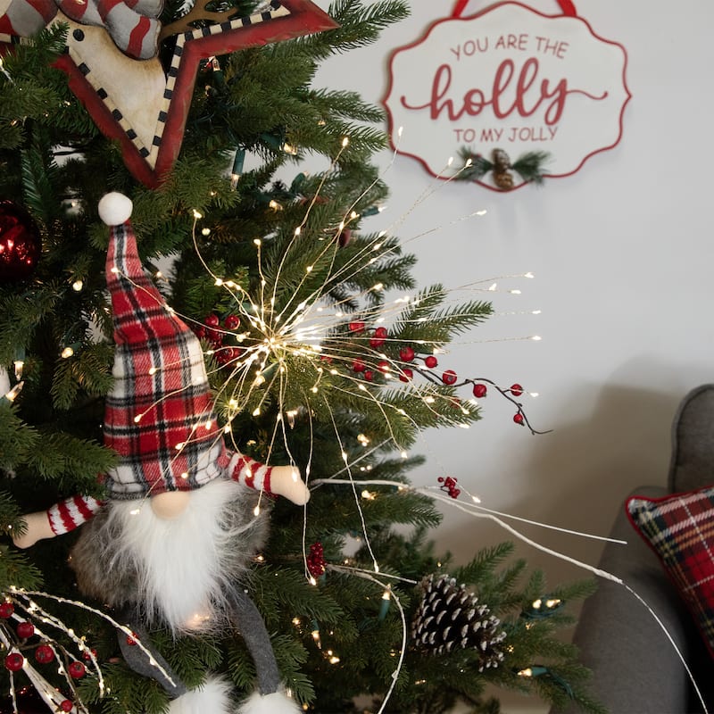 20" LED Firework Silver Branch Christmas Decoration Warm White Lights