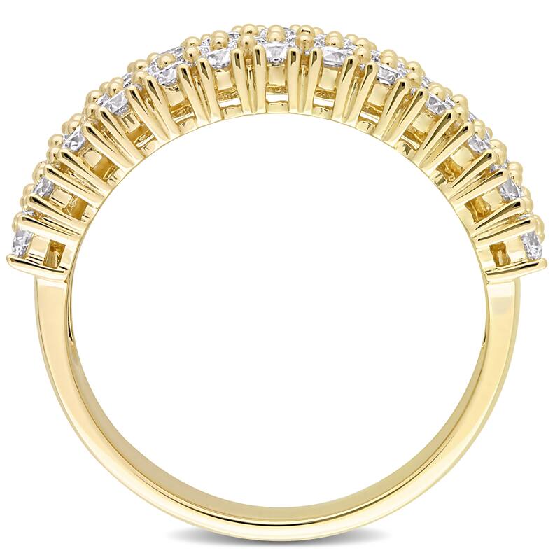 Miadora 1-3/4ct TDW Diamond Triple Row Semi-Eternity Ring in 14k Yellow Gold