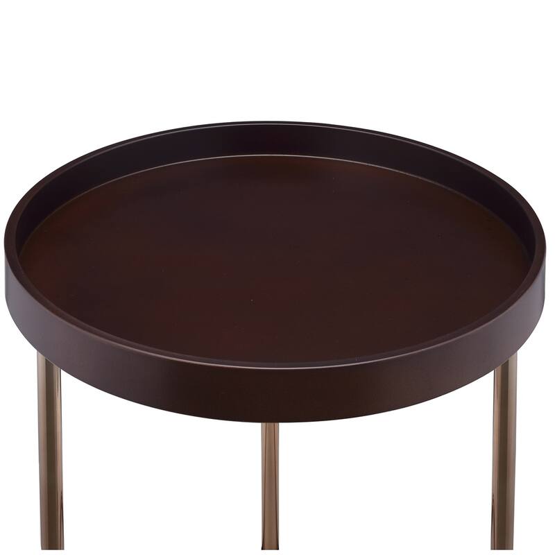 Round Tray End Table with Metal Frame