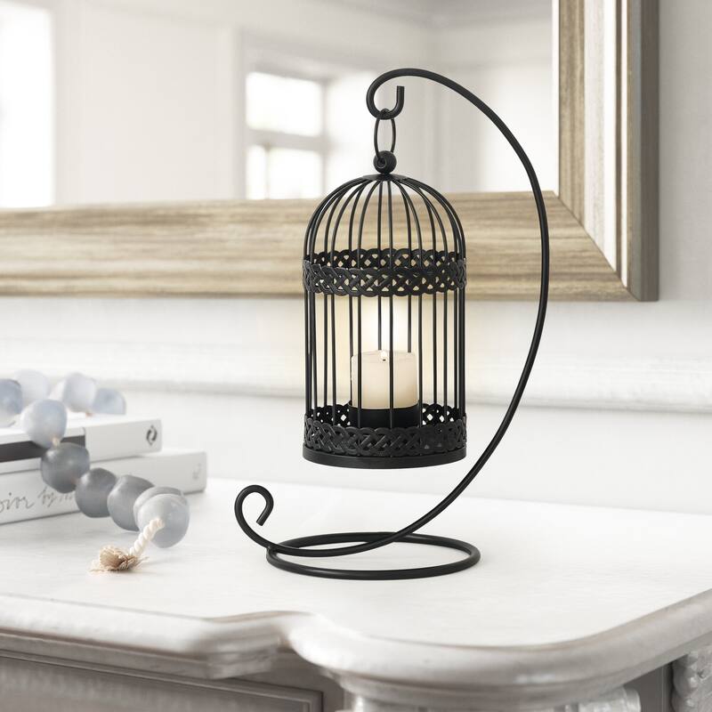 Adeco Birdcage Style Hanging Candle Holder Stand Vintage Lantern