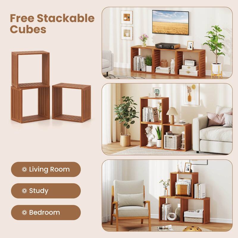 Costway 1/2 PCS 3 Cube Storage Organizers Stackable Bookcase Shelves