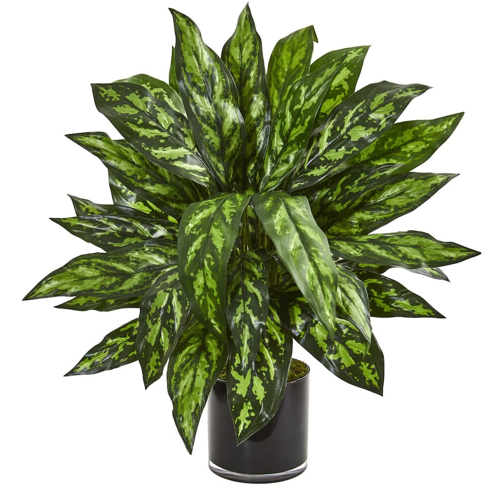 Artificial Ficus Plants Set of 6 - 14 Inch Indoor Bush Decor - Realistic Greenery for Home Office - Green - 27
