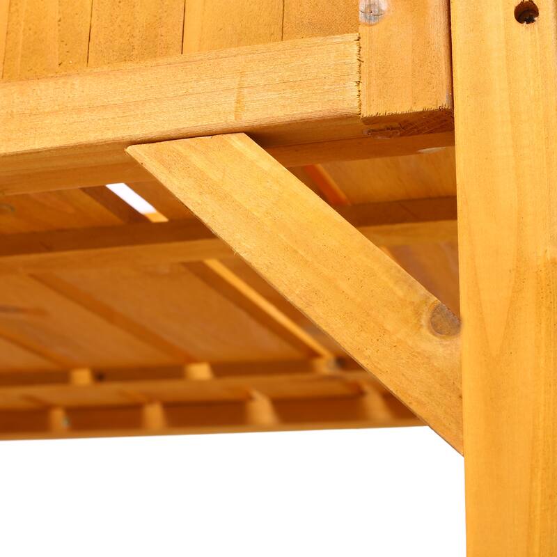 Countryside Style Natural Wood Garden Bed with 8 Grid Dividers and Protective Liner, Suitable for Herb Vegetables Flowers