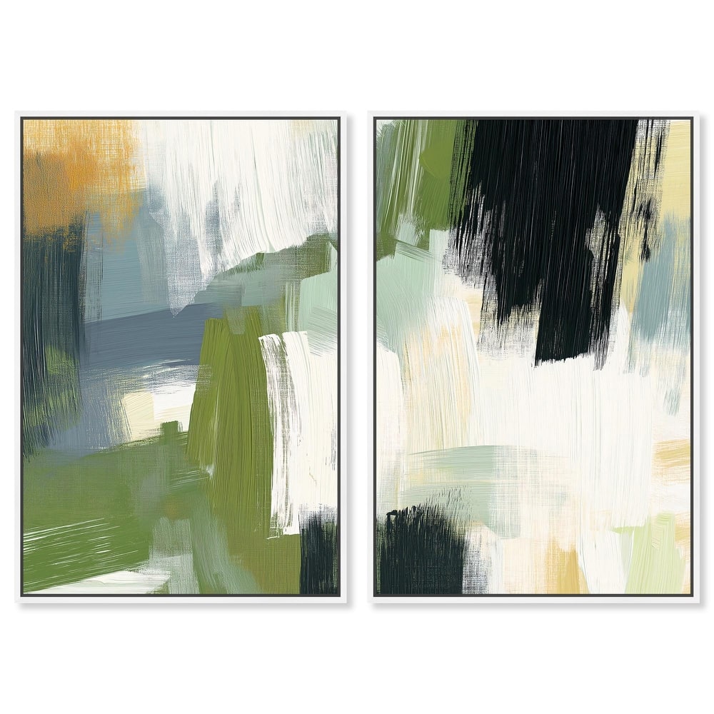 Textured Greens I Canvas Set of 2 by Art Remedy