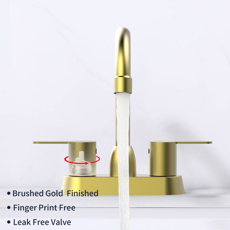 Modern 2 Handle 360 Degree Swivel Bathroom Sink Faucet with Aerator No Leak Valve, Water Saving, Splash and Fingerprint Proof