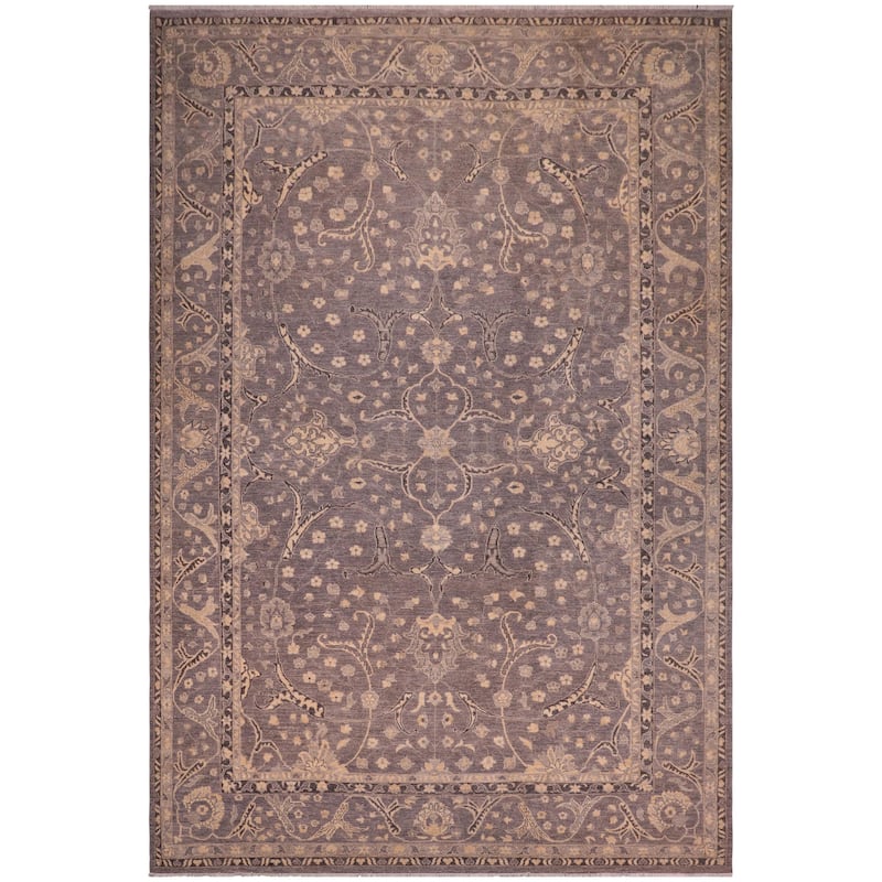 Oriental Ziegler Leila Gray Beige Hand-Knotted Wool Rug - 9'9'' x 13'8''