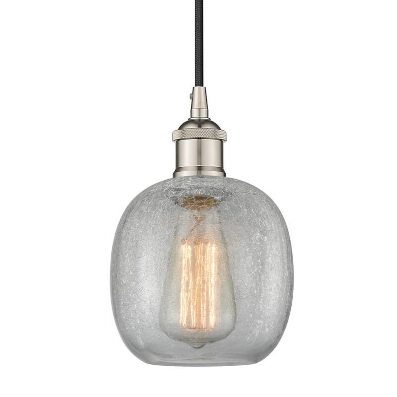 Innovations Lighting 616-1P-10-6 Belfast Pendant Belfast 6" Wide Mini - Polished Nickel / Clear Crackle