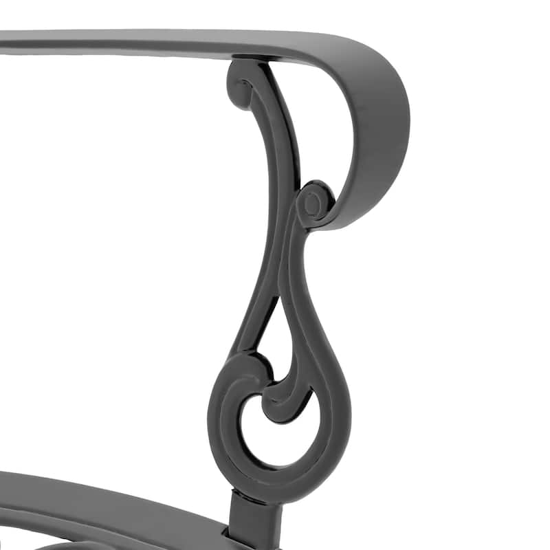 Black Cast Aluminum Patio Outdoor Dining Chairs with Seat Cushions