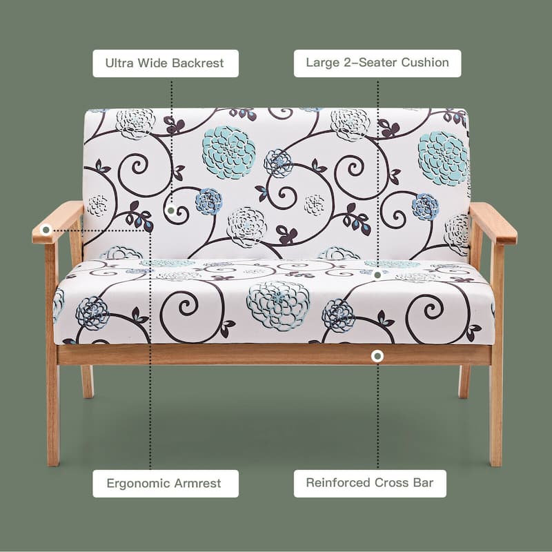 Gymax Modern Fabric Loveseat Sofa Couch Upholstered 2-Seat Wood - 45'' x 26.5'' x 32''