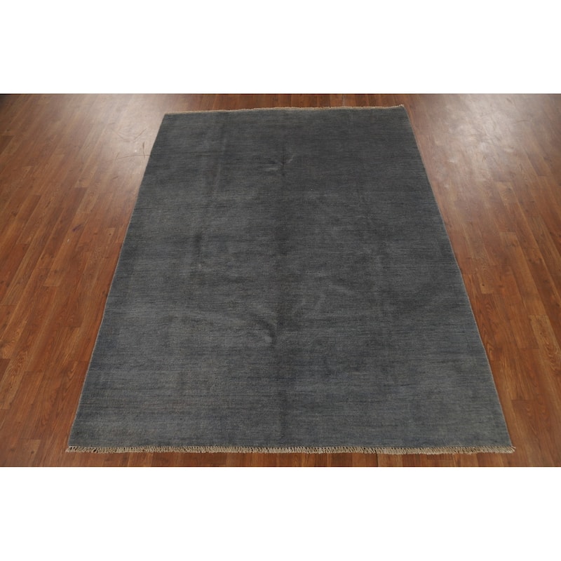 Gray Modern Gabbeh Oriental Rug Hand-Knotted Wool Carpet - 5'0" x 6'6"