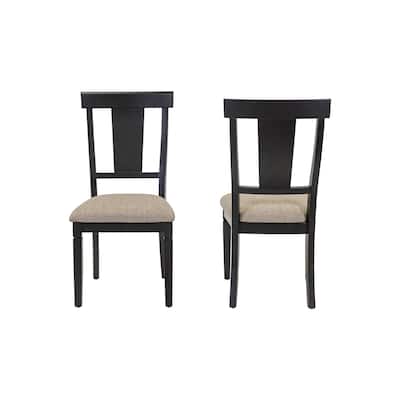 Two Wood Traditional Kitchen Table Chairs, Dining Seats, Black