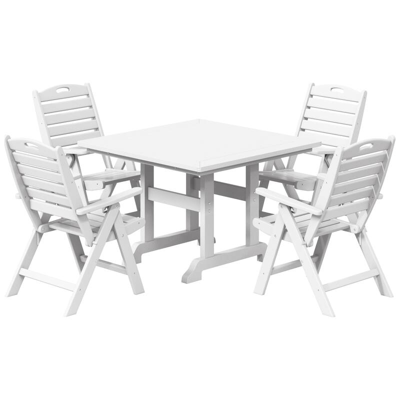 Laguna 5-Piece Square Table Folding Highback Chair Dining Set