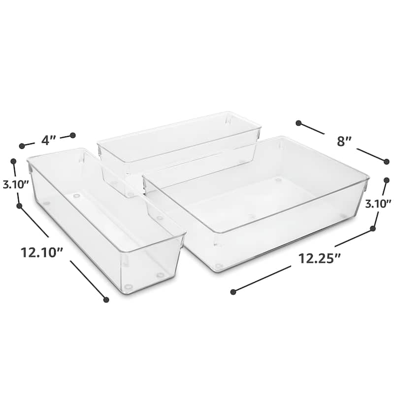 Sorbus Clear Drawer Organizer and Storage 3 Piece Set