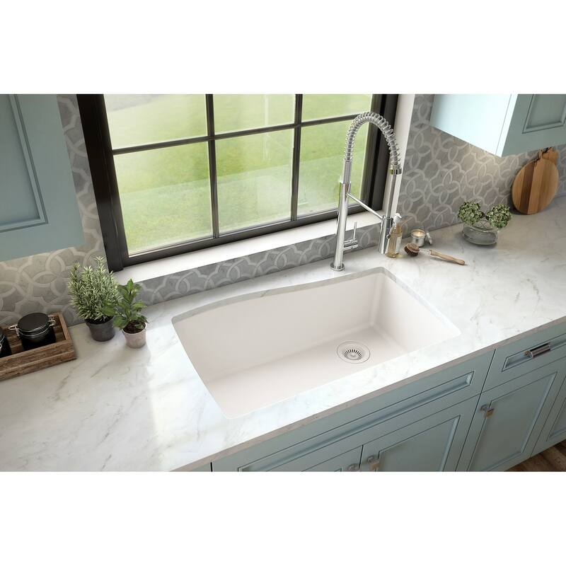 Karran Undermount Quartz Composite 33 in. Single Bowl Kitchen Sink with Accessories
