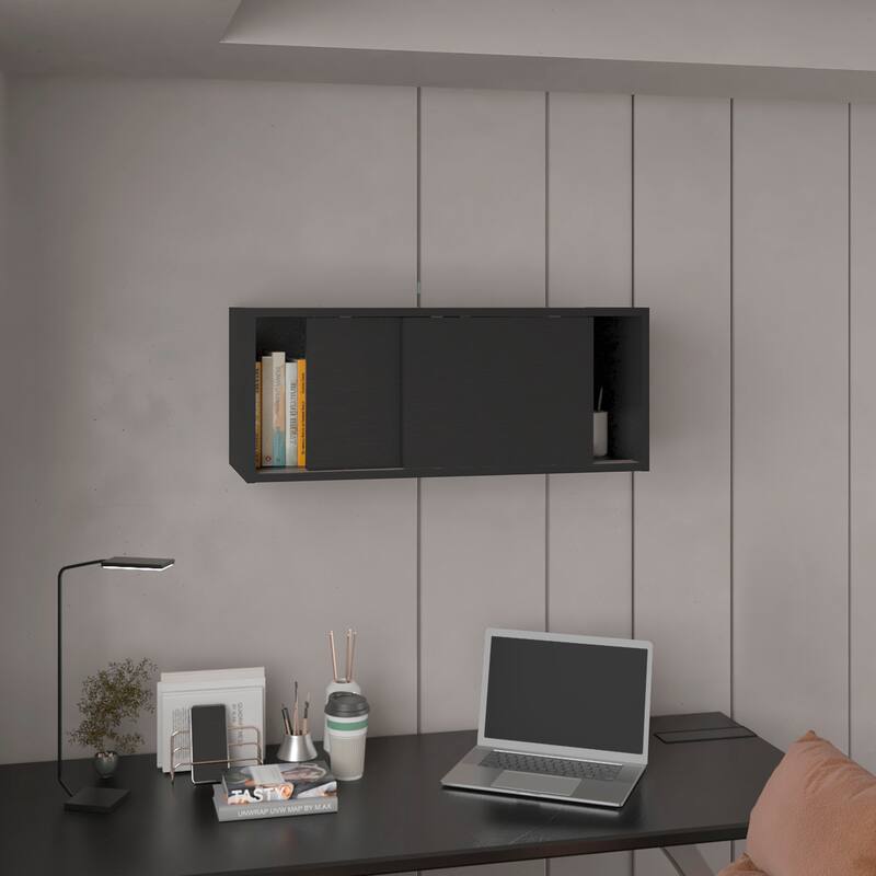 Wall Cabinet with Sliding Doors , Wall Shelf, Storage Cabinet, Bedroom, Office, Living Room, Garage
