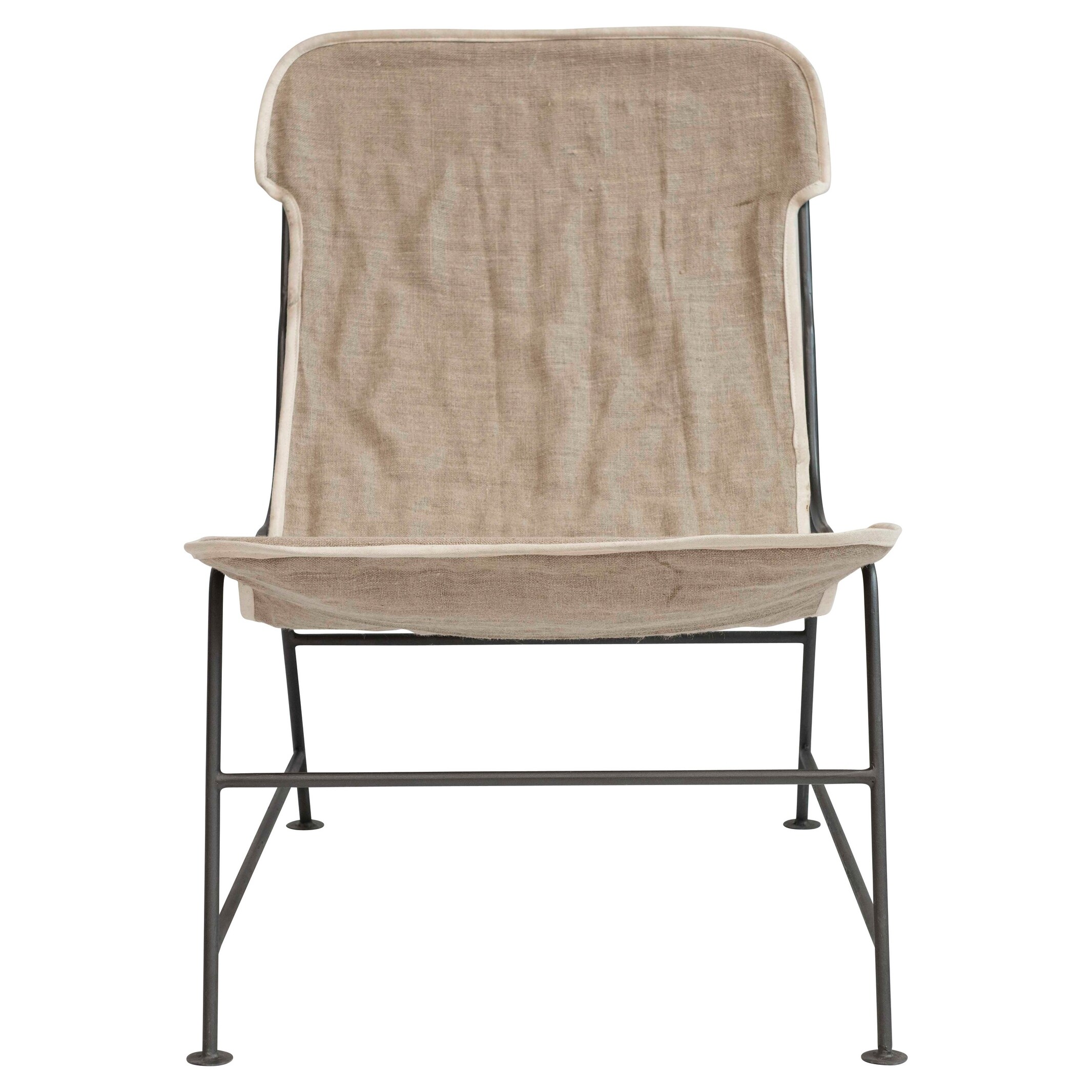 Shop Reclined Linen Sling Chair With Metal Frame On Sale Overstock 31638131
