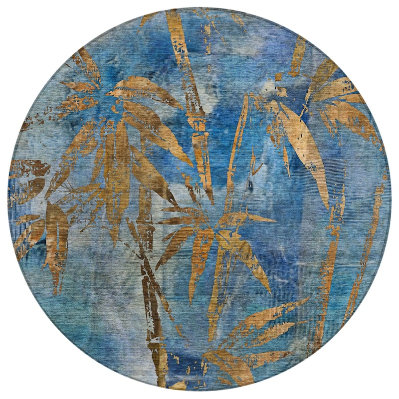 Machine Washable Indoor/ Outdoor Modern Floral Chantille Rug