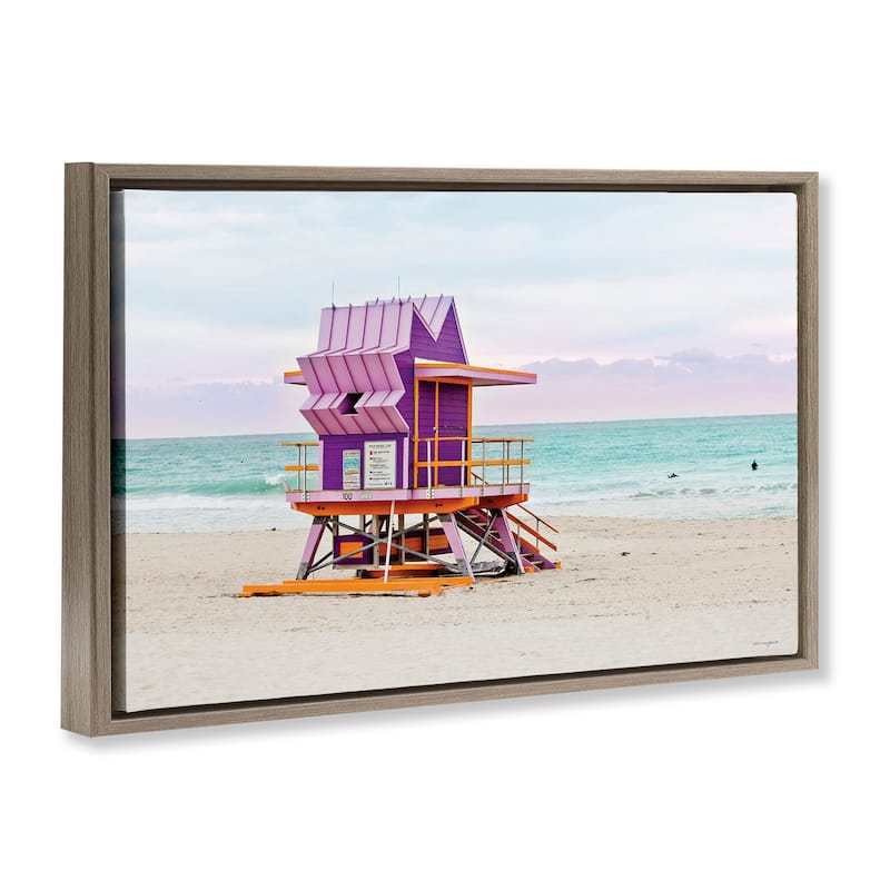 Stupell Purple Lifeguard Building Framed Floater Canvas Wall Art Design By Seven Trees Design