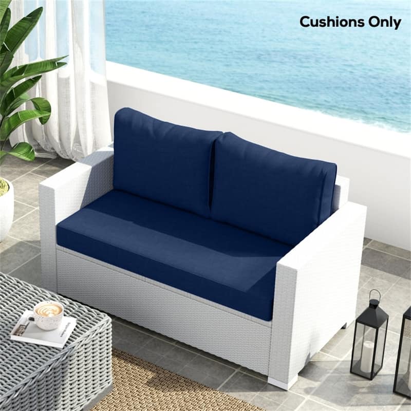 Fabric Outdoor Cushion Set with Washable Covers - Seat Cushion: 45.9" L x 26" W x 4.9" H