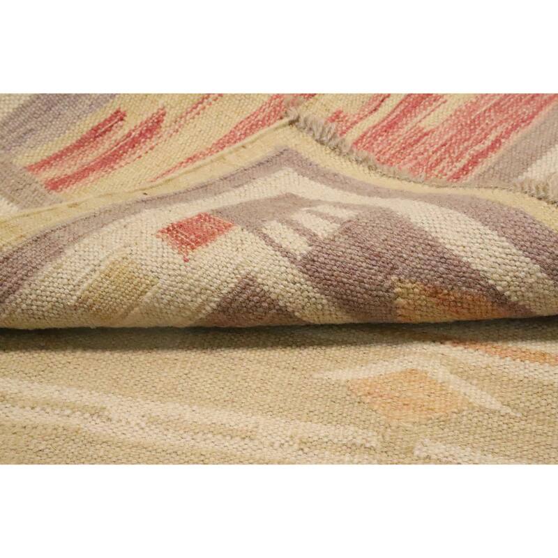 Hand Woven Oriental 100% Wool Carpet Southwestern Tribal Oranges & Rust Kilim Area Rug - 5' 0'' X 3' 2''