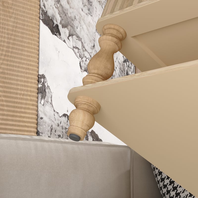 Modern Fluted Solid Wood Accent Coffee Table with Hidden Storage