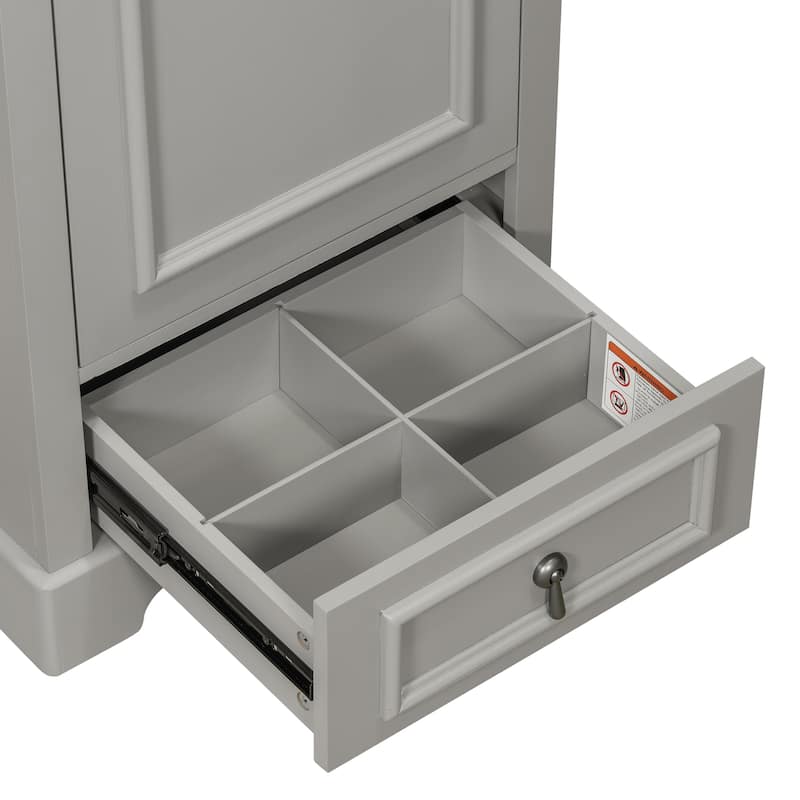 GDFStudio - Lisa Wood & Ceramic 20" Bathroom Vanity with Sink, Soft-Close Door & Storage Rack