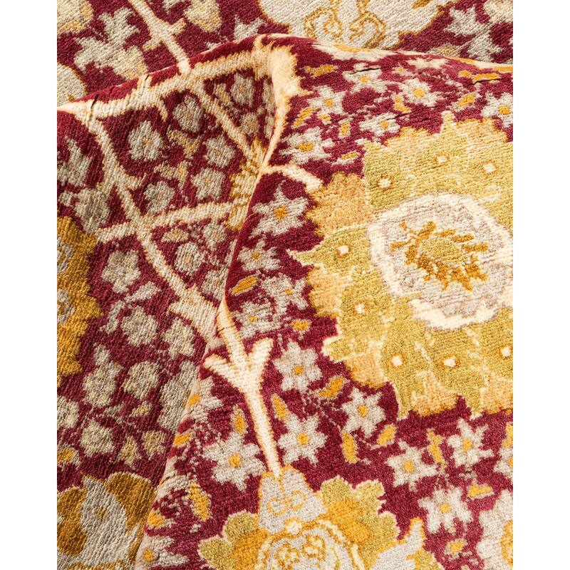 Overton Handknotted Wool Traditional Oriental Purple Area Rug - 8' x 10'
