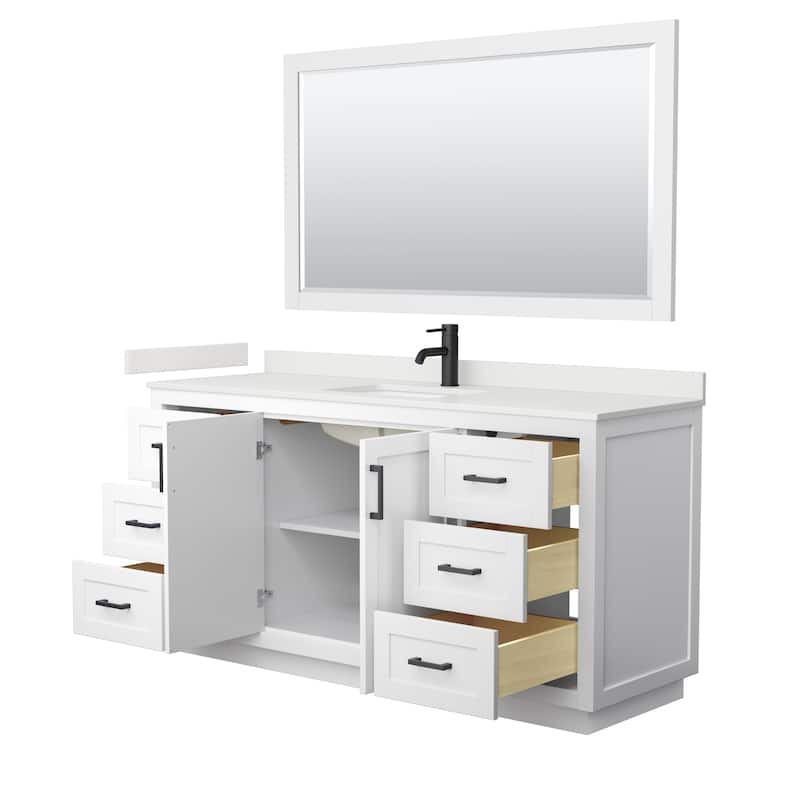 Miranda 66-inch Single Vanity, Quartz Top, 58-inch Mirror
