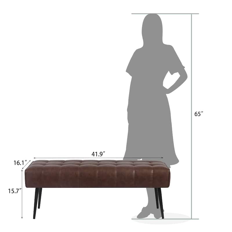 Adeco 41 Inches Faux Leather Ottoman Bench for Living Room