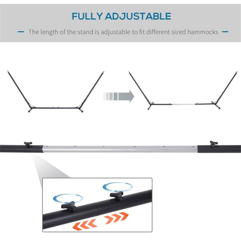 Adjustable Black Metal Hammock Stand Heavy Duty Frame for Indoor and Outdoor Use Fits Hammocks Up to 10.8 Feet