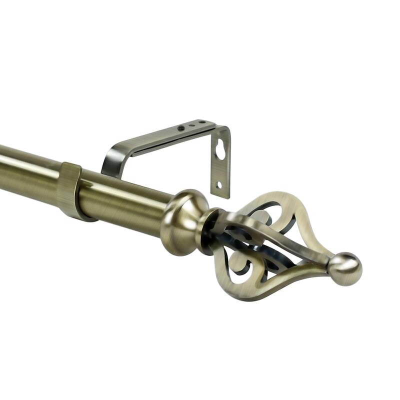 1-inch Diameter Portia Adjustable Single Drapery Curtain Rod - 84"-120" - Antique Brass