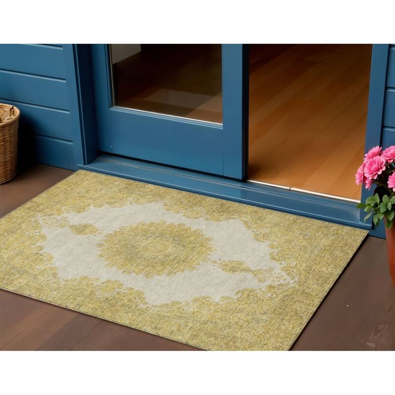 HomeRoots Oriental Traditional Rectangle Outdoor Rug - 3' x 5'