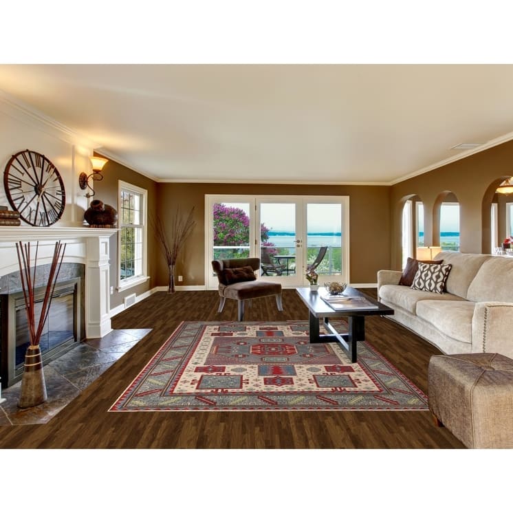 Kazak Area Rug Hand-Knotted Oriental Wool Carpet - 6'10" x 10'2"