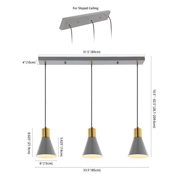 dimension image slide 0 of 11, JONATHAN Y Watts Mid-Century Modern Iron LED Pendant