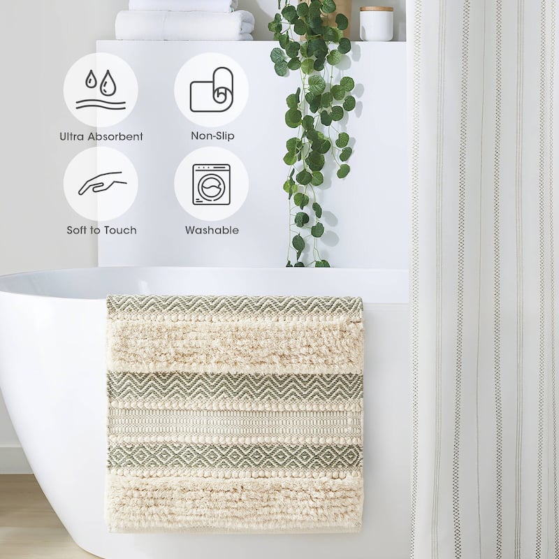 INK+IVY Asher Woven Texture Stripe Bath Rug