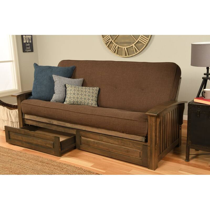 Somette Washington Full-size Futon Frame Includes Storage Drawers and Mattress