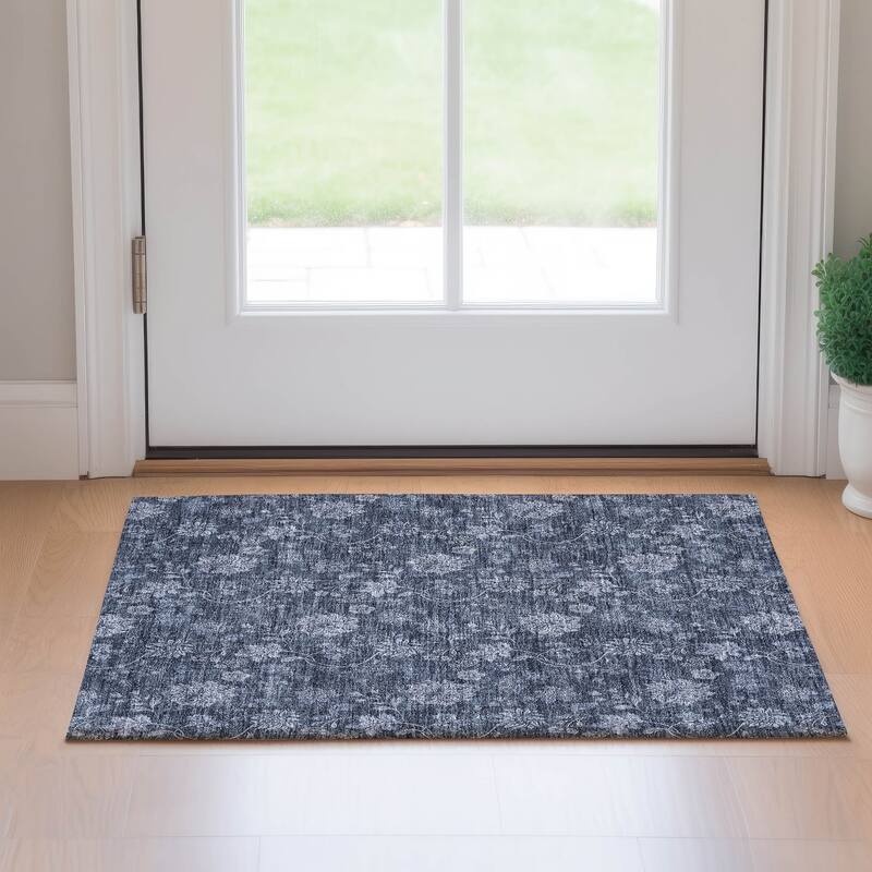 Premium Washable Super Soft Floral Borderless Mayfield Rug - Blue - 1' 8" x 2' 6" - Rectangle