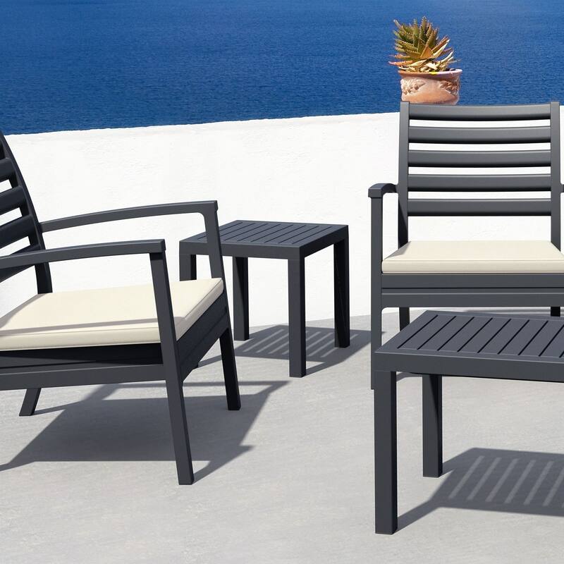 18" Dark Gray Patio Square Resin Side Table with Drain Hole